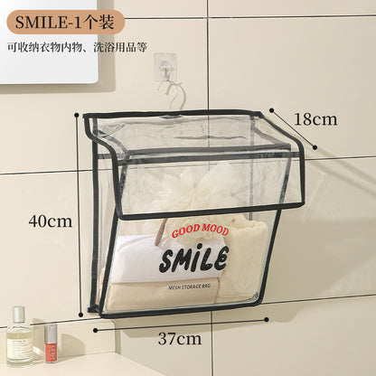 Bathroom transparent storage bag, put clothes toilet storage bag, transparent PVC large-capacity wall-mounted waterproof bathroom hanging bag