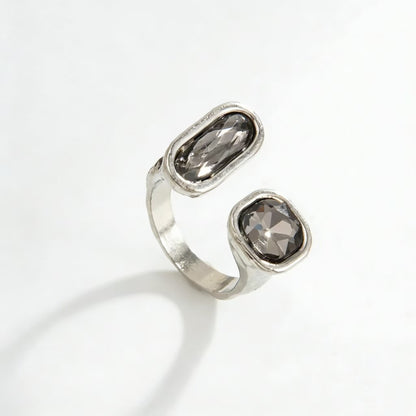 Luxury Acrylic Black Diamond Ring Minimalist Geometric Square Band