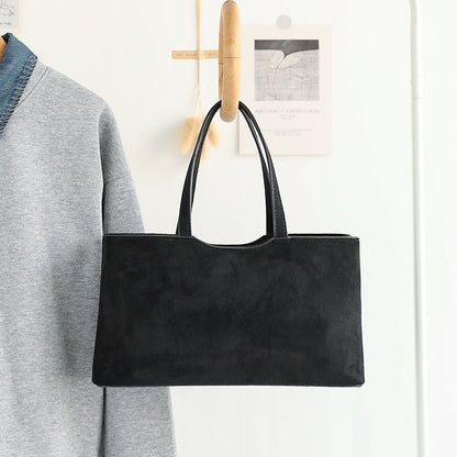 Bolso retro sencillo - Bolso baguette de ante versátil para llevar al hombro al estilo hobo 