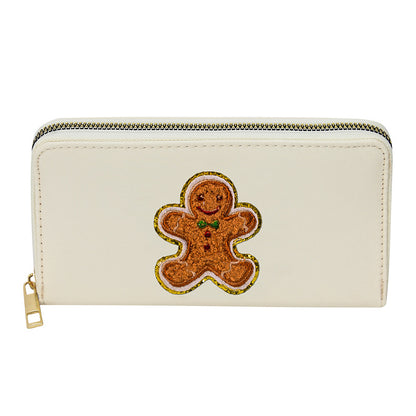 Cartera bordada con el alfabeto para mujer, monedero largo, tarjetero de nailon con cremallera, monedero multifuncional 