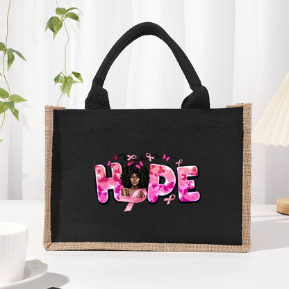 Bolsa de tela de algodón y lino, bolsa de tela con letras estampadas, bolso ligero portátil, bolsa de regalo para compras 