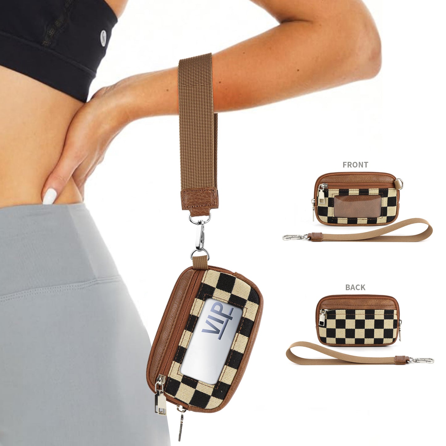 Bolsa de PVC transparente para tarjetas – Bolso de muñeca portátil para guardar tarjetas bancarias y monedas 