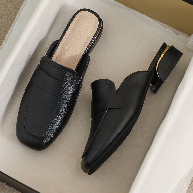 Women's Genuine Leather Slip-On Mules