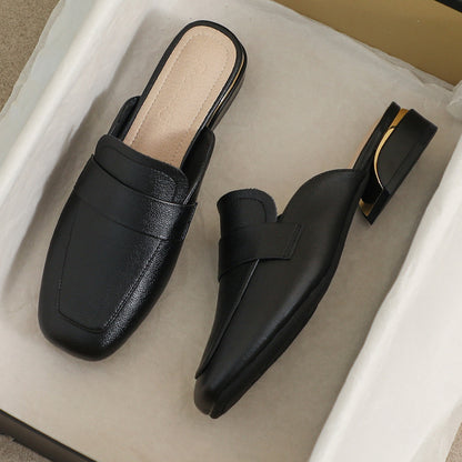 Women's Genuine Leather Slip-On Mules