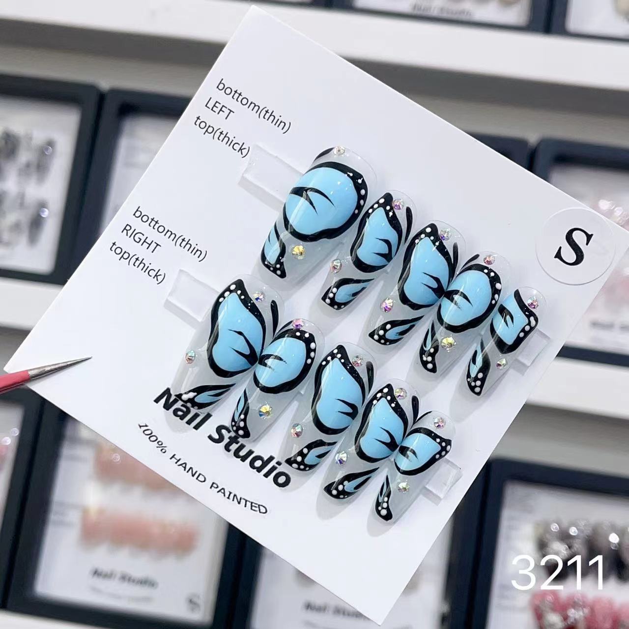 1025- Uñas postizas hechas a mano, de presión, removibles