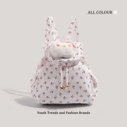 Mochila pequeña y bonita para niñas adolescentes, mochila de lona con estampado floral, mochila bonita para niña, mochila escolar versátil para ir al trabajo o la escuela. 