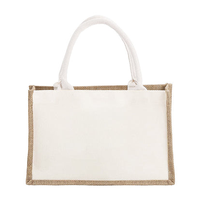 Bolsa de tela de algodón y lino, bolsa de tela con letras estampadas, bolso ligero portátil, bolsa de regalo para compras 