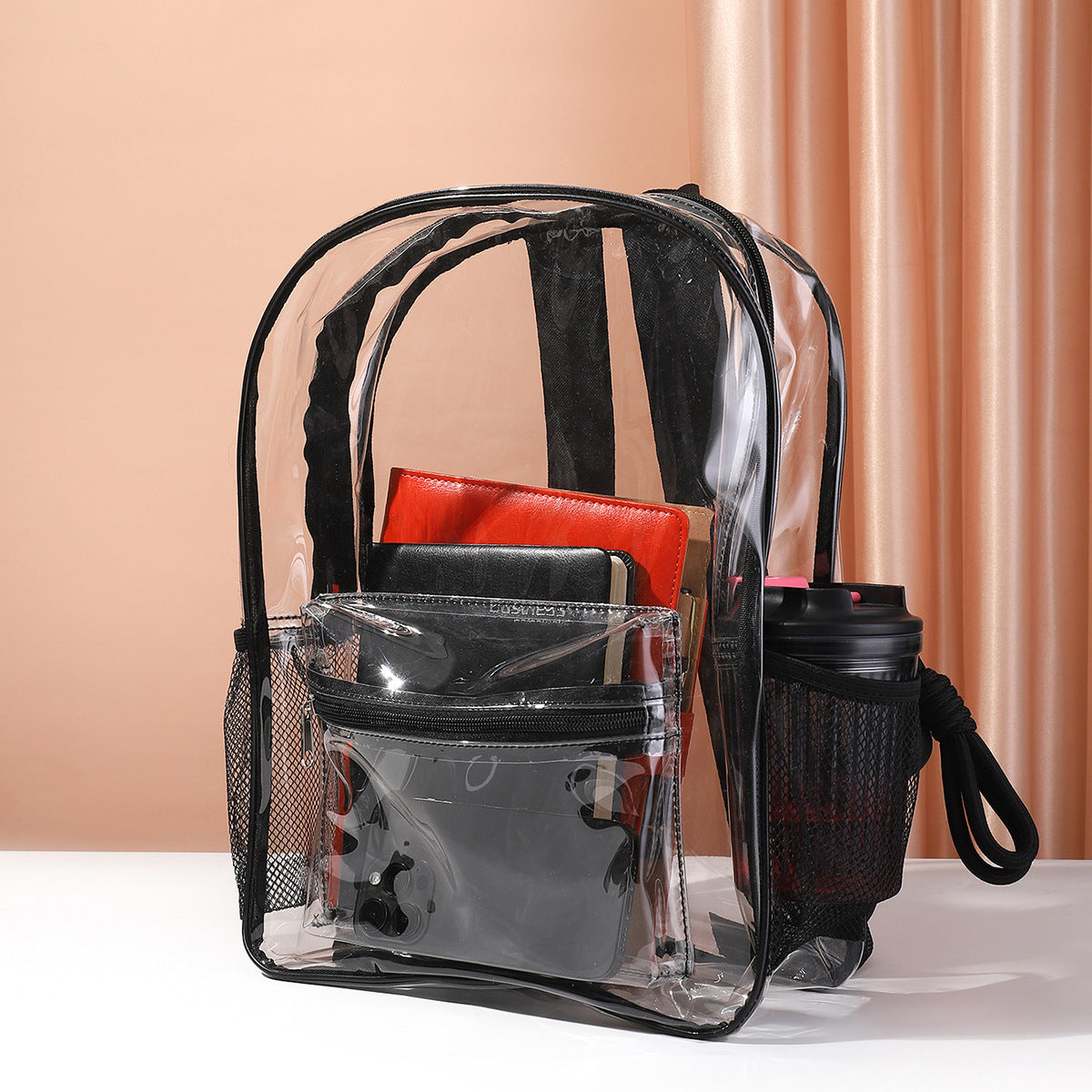 Mochila transparente, bolsa de almacenamiento de PVC impermeable de gran capacidad, ideal para viajes y deportes al aire libre. 