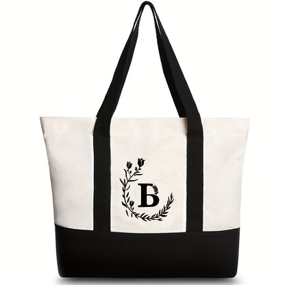 Bolso bandolera de lona, ​​bolso tote de gran capacidad con estampado de letras, bolso de regalo portátil y ligero de moda para mujer 