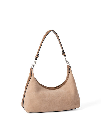 Bolso de hombro sencillo de ante, bolso retro versátil para otoño e invierno, bolso hobo pequeño para mujer 