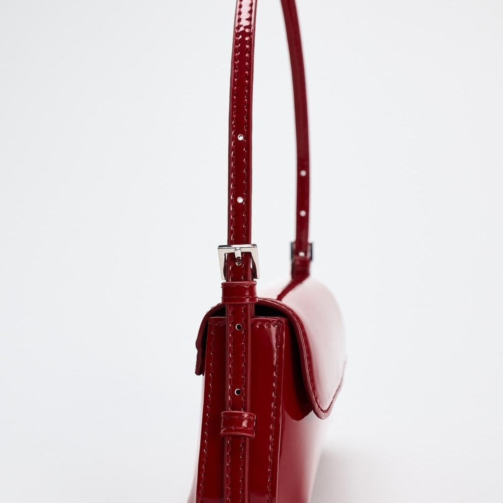 Small Red Baguette shoulder Bag - Must-Have Autumn Fashion Simple Commuter & Retro Shoulder Bag hobo