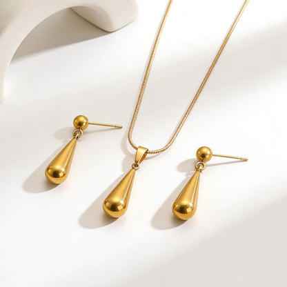 Fashion Luxury Minimalist Stainless Steel Water Drop Pendant Necklace Women Dainty Clavicle Chain