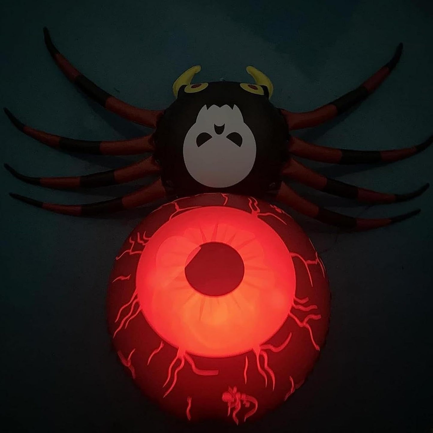 Araña inflable de PVC con luz LED, adorno decorativo inflable luminoso para Halloween