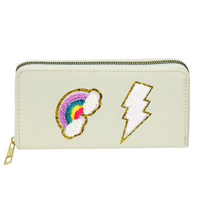 Cartera bordada con el alfabeto para mujer, monedero largo, tarjetero de nailon con cremallera, monedero multifuncional 