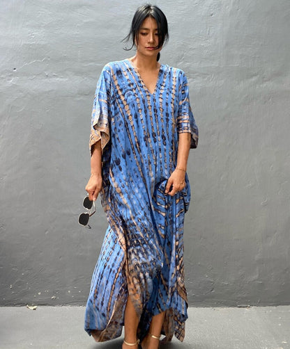 Cotton Ombre Beach Robe ¨C Loose Striped Bikini Cover-Up Dress, Vacation Maxi Kimono