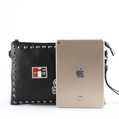 Bolso de mano negro con remaches, bolso bandolera, bolso de noche 