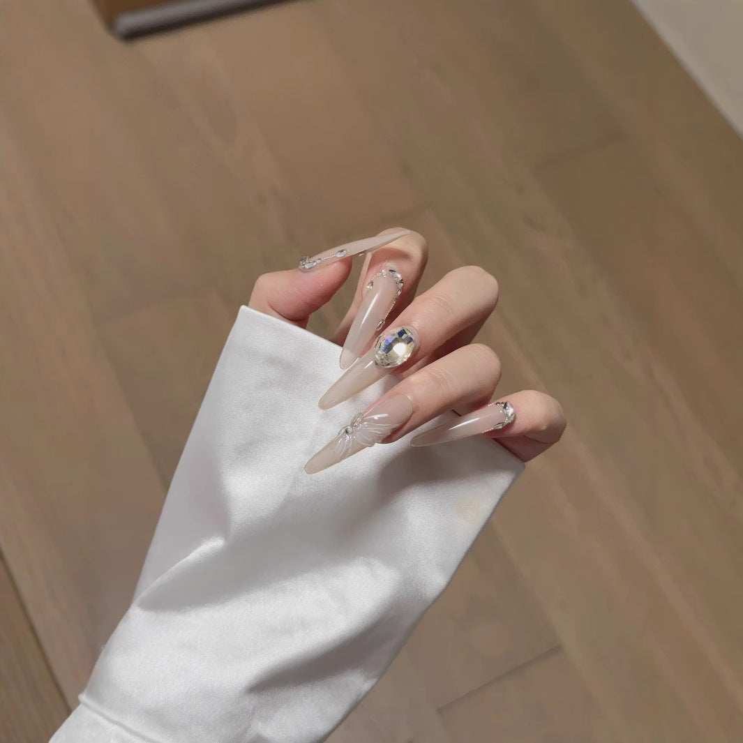 1025- Uñas postizas hechas a mano, de presión, removibles