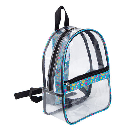 Mochila transparente e impermeable de PVC, mochila escolar con estampado de carita sonriente, bolsa de hombro para guardar libros y viajar 