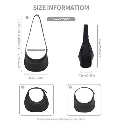 Bolso de media luna, bolso de hombro ajustable, bolso hobo para mujer 