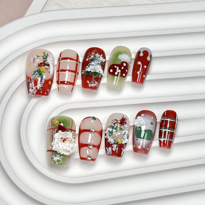Christmas handmade nail wear boutique high-end nail art fake nail flakes autumn and winter