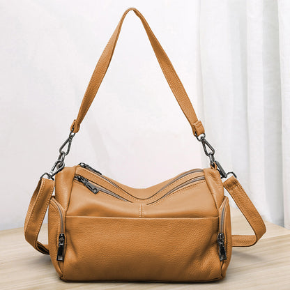 Elegante bolso de hombro de piel auténtica – Bolso bandolera y bolso de hombro estilo mamá 