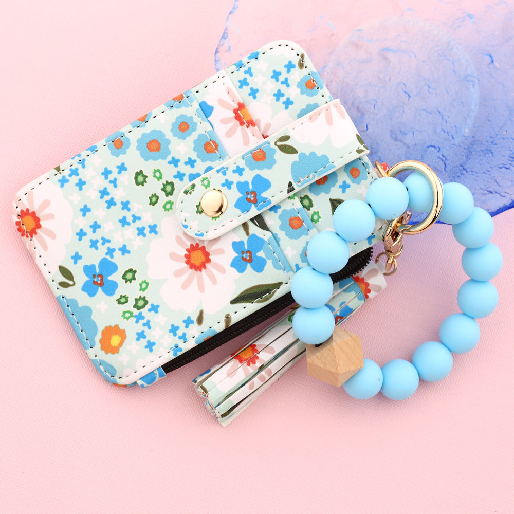 ID bag, silicone bracelet, floral folded edge card bag, TK printed leather wallet, keychain. -dropshippingabc.com
