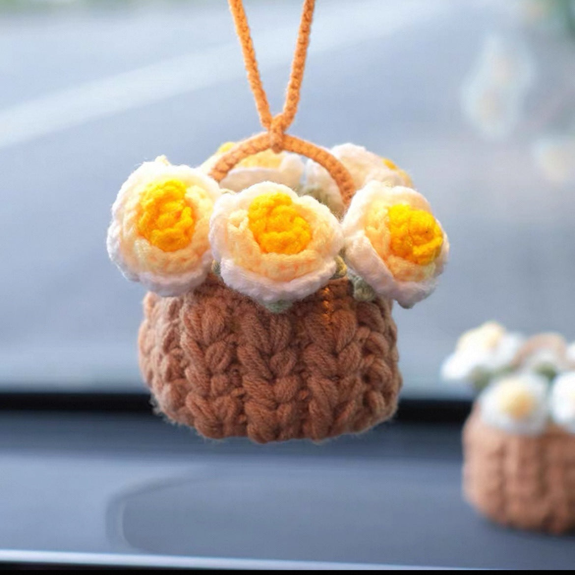 Colgante de planta de coche Decoración de coche Colgante de espejo retrovisor Lana creativa en el coche