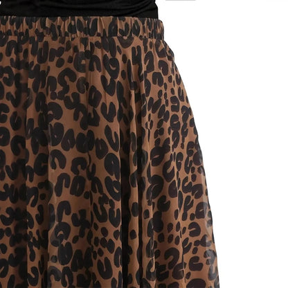Black Top Leopard Print Skirt Set