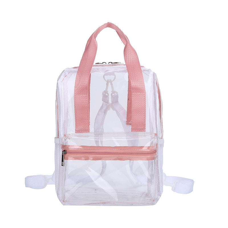 Mochila impermeable de PVC con diseño transparente, duradera y elegante, perfecta para viajes, escuela y uso diario. 