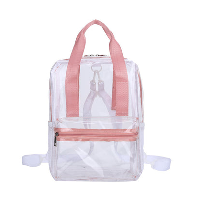 Mochila impermeable de PVC con diseño transparente, duradera y elegante, perfecta para viajes, escuela y uso diario. 