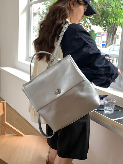 Mochila grande para mujer, color plata, de gran capacidad, ideal para otoño e invierno. Mochila versátil para la universidad o el trabajo. 