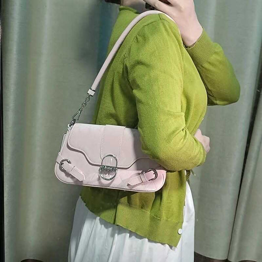 Bolso pequeño de hombro, bolso hobo versátil para el día a día, bolso baguette de diseño, bolso de hombro. 