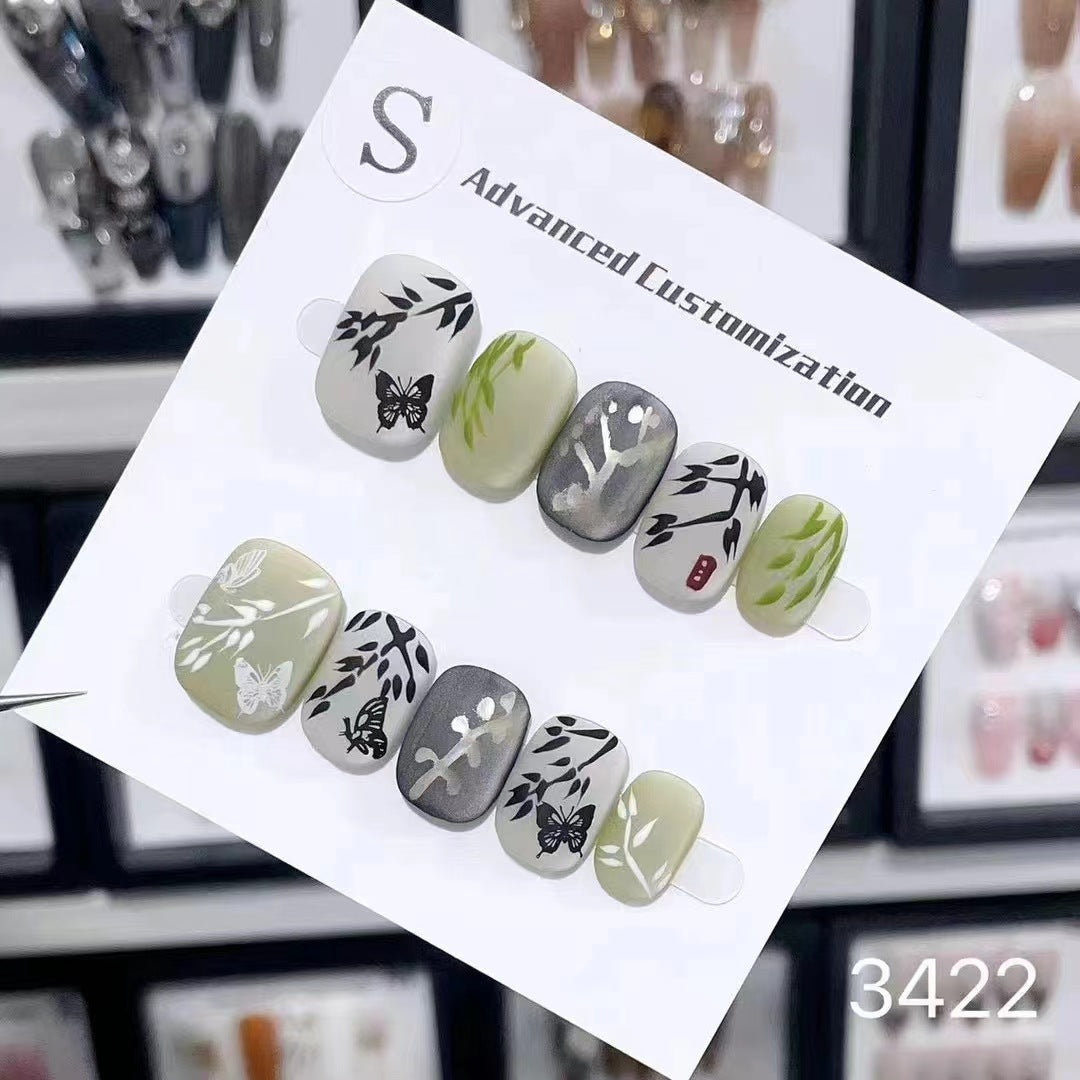 1025- Uñas postizas hechas a mano, de presión, removibles