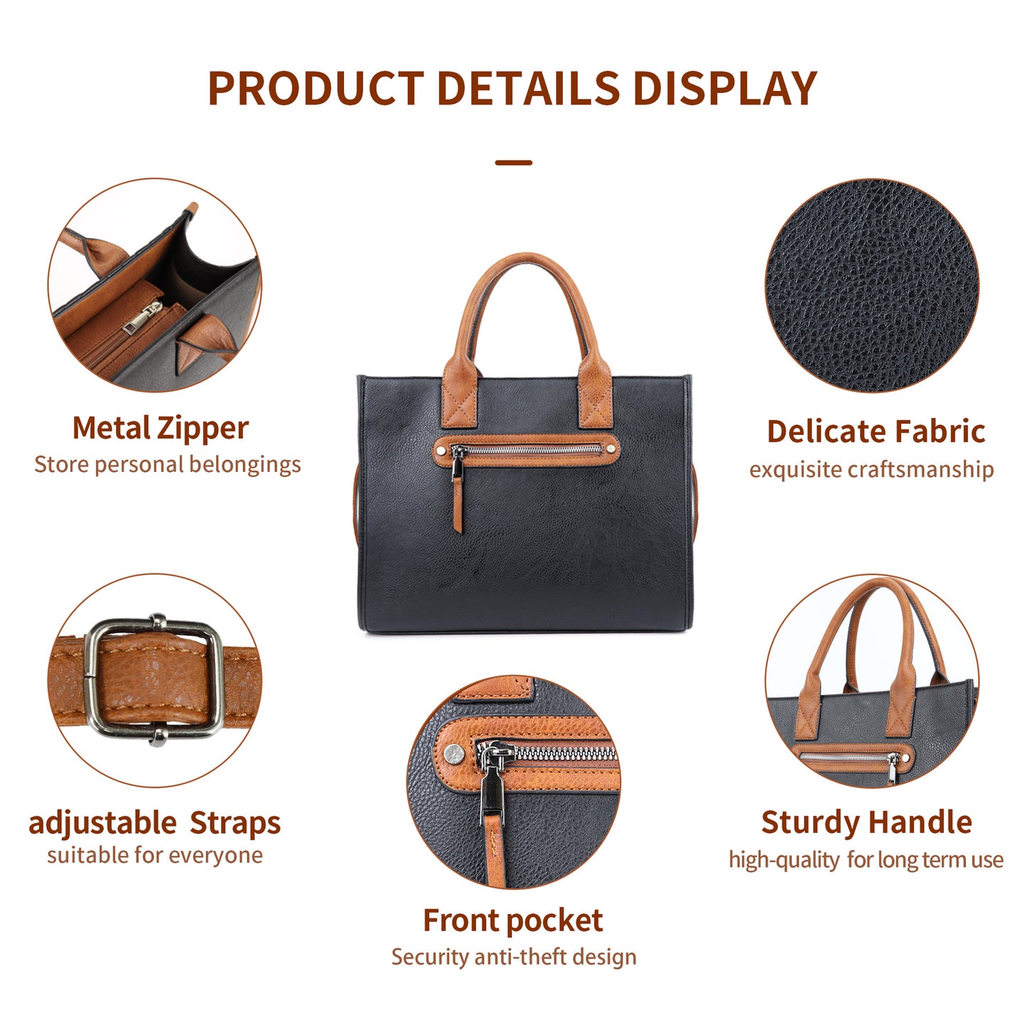 Bolso tote para mujer con pequeño neceser, bolso 2 en 1, 