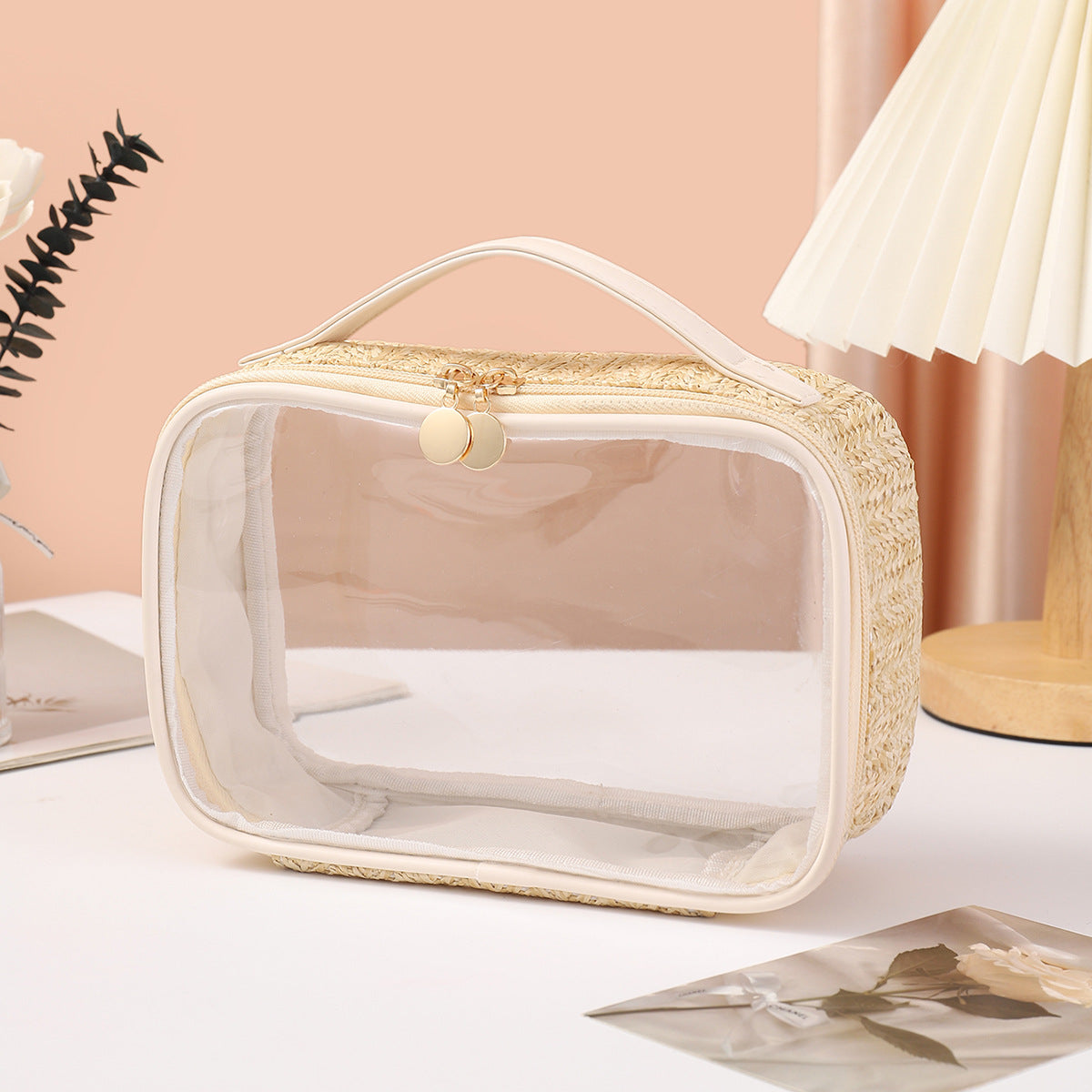 Bolsas de cosméticos tejidas para mujer, bolsas de maquillaje ligeras, neceser transparente para viajes de negocios, bolsa para guardar cosméticos, bolsa de cosméticos transparente. 