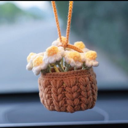 Colgante de planta de coche Decoración de coche Colgante de espejo retrovisor Lana creativa en el coche
