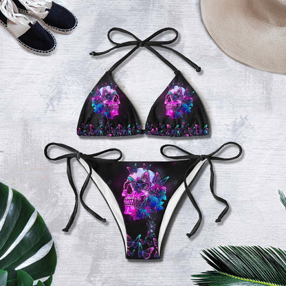 Bikini printed strap swimsuit set backless split swimsuit