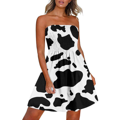 Printed Chest Wrap Dress Summer 3d Dress