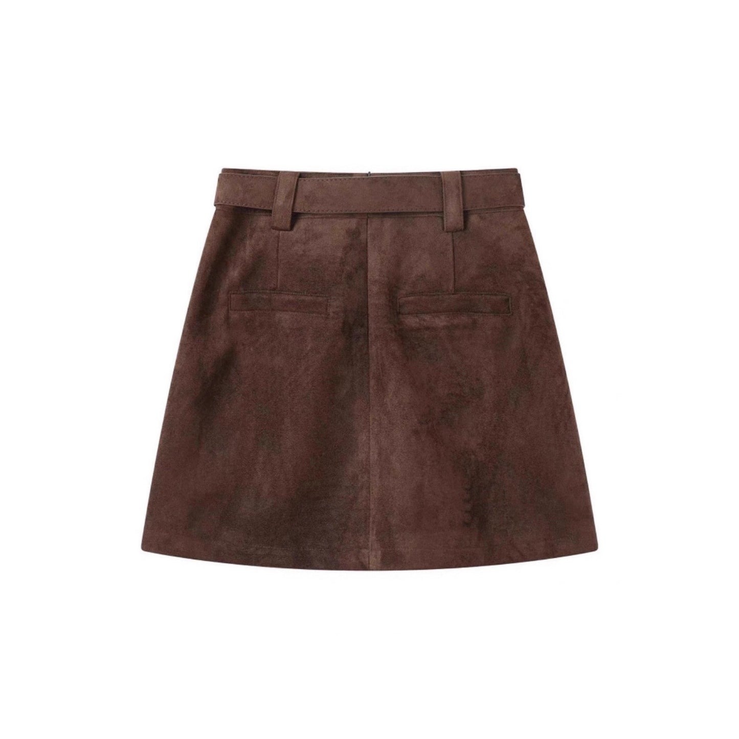 Brown Suede A-Line Mini Skirt