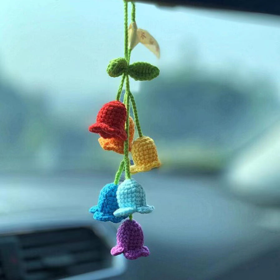 Colgante de planta de coche Decoración de coche Colgante de espejo retrovisor Lana creativa en el coche