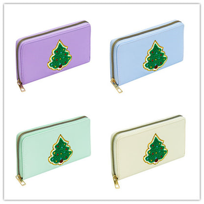 Cartera bordada con el alfabeto para mujer, monedero largo, tarjetero de nailon con cremallera, monedero multifuncional 