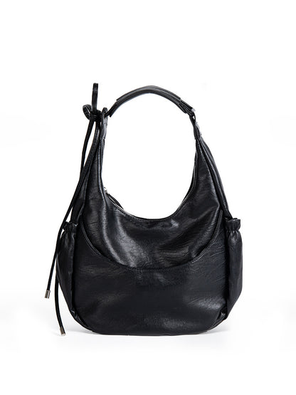 Bolso de mano negro de gran capacidad para mujer, bolso hobo versátil para el hombro 