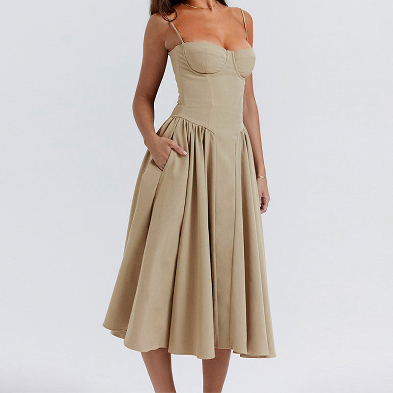 Women's French Elegant Retro Style Dopamine Wear Suspender Dress Women