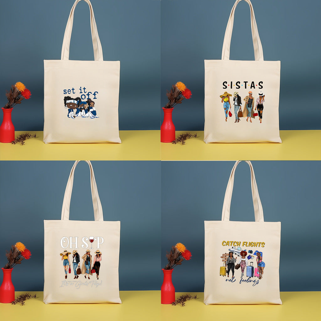 Bolso bandolera de lona estampada, bolso de compras moderno y ligero, bolso de algodón de gran capacidad, paquete de 2 unidades tipo hobo. 