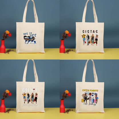 Bolso bandolera de lona estampada, bolso de compras moderno y ligero, bolso de algodón de gran capacidad, paquete de 2 unidades tipo hobo. 