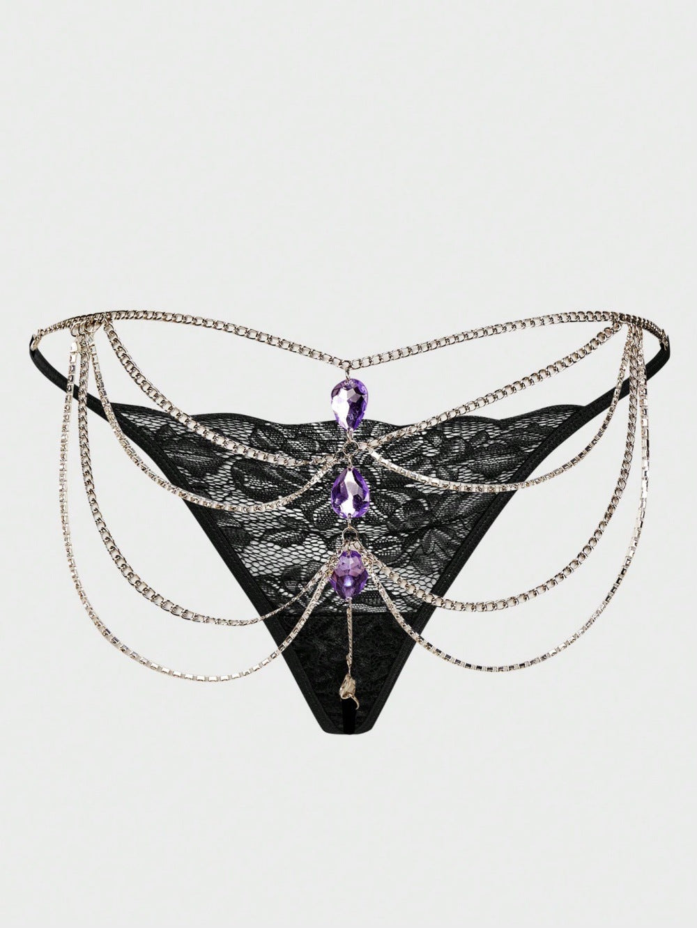 Sexy Spice Girls Nightclub Splicing Metal Gem Sex Thong Panties Women