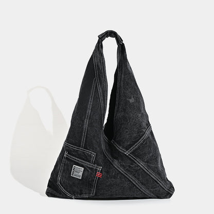Bolso hobo de mezclilla lavada, bolso de hombro, bolso tote de gran capacidad, bolso versátil 