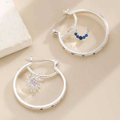 Luxury Twisted Sun & Moon Design Double Hoop Earrings for Women