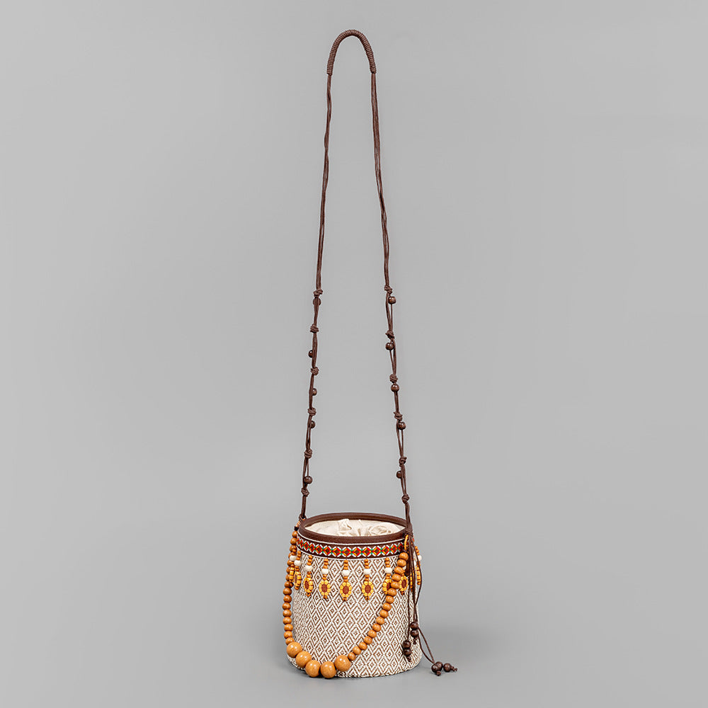 Bolso pequeño de paja estilo bohemio, bolso tipo cubo pequeño para vacaciones en la playa, bolso de hombro para viajes de ocio, bolso pequeño tejido tipo hobo para mujer 