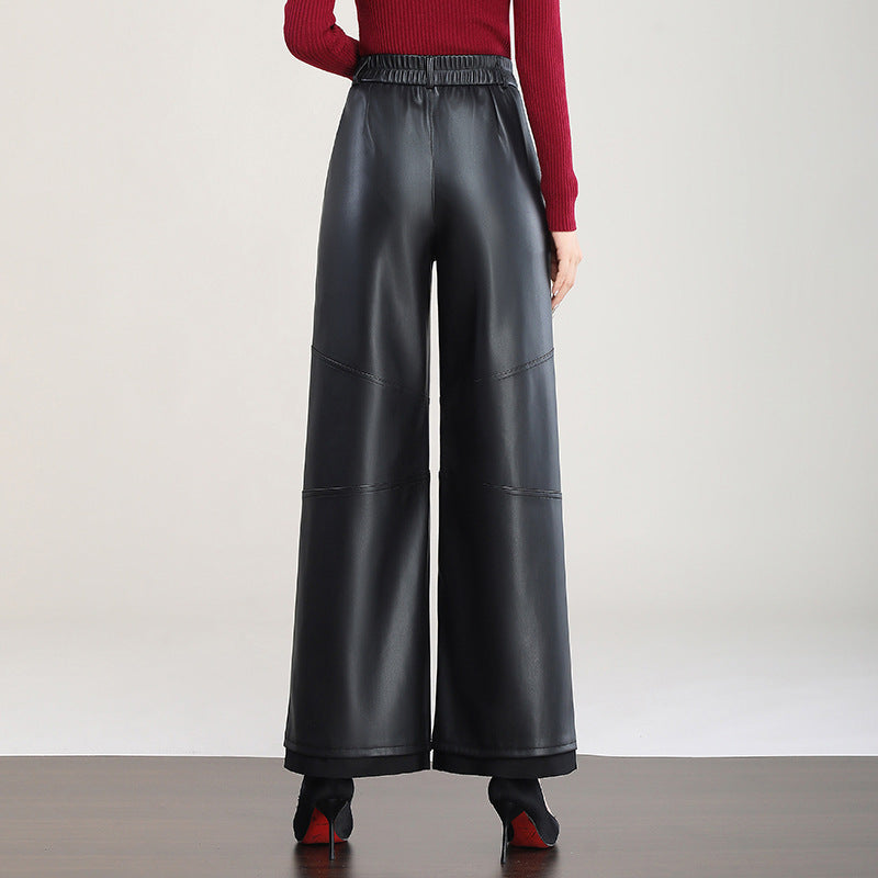 High-Waist Faux Leather Wide Leg Pants